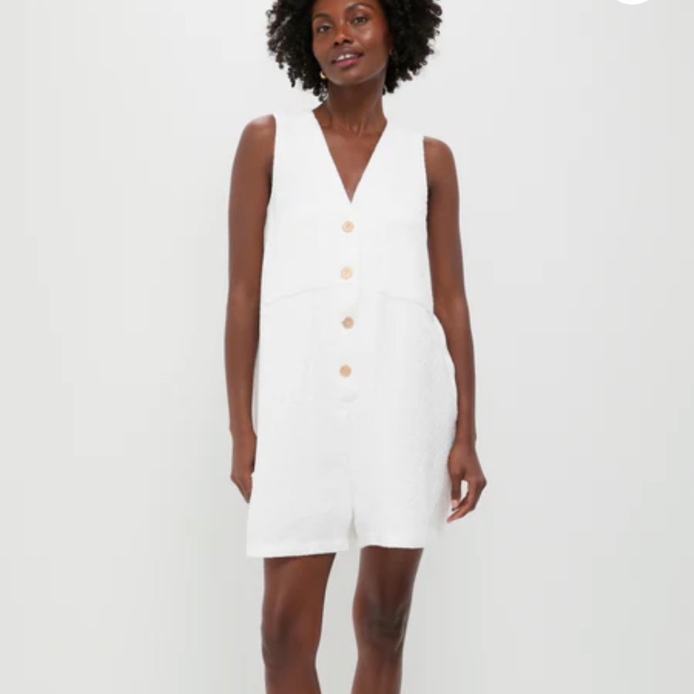 Tuckernuck White Textured Myla Romper
